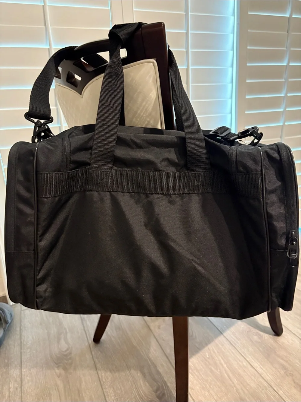 adidas Santiago Large Black Duffel Bag with White Logo 19.5”X11”X11” New